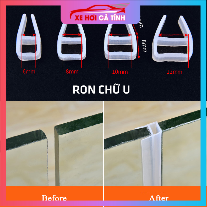 80 Mét Ron Gioăng Cao Su Chữ U H F 6mm 8mm 10mm 12mm Silicone Chuyên Dụng Gắn Dán Cửa Kính Vách Nhà 