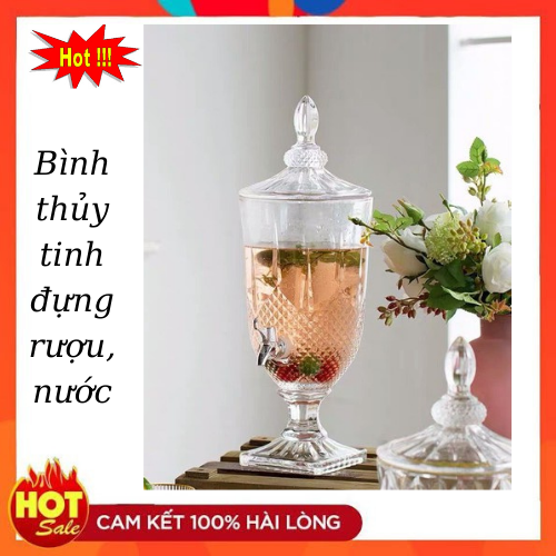 Bình thủy tinh rót rượu cocktail nước hoa quả  Bình thủy tinh cao cấp có vòi đựng rượu ngâm rượu vang nước hoa quả nước lọc