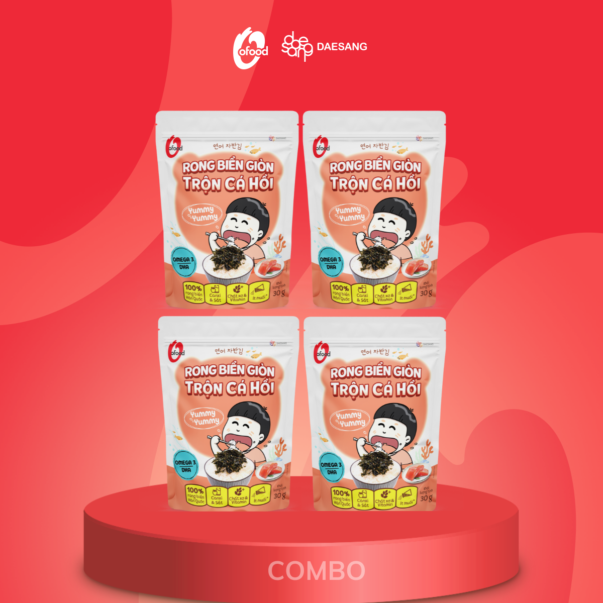 Combo 4 Rong biển giòn trộn cá hồi 30g dành cho bé giàu chất dinh dưỡng