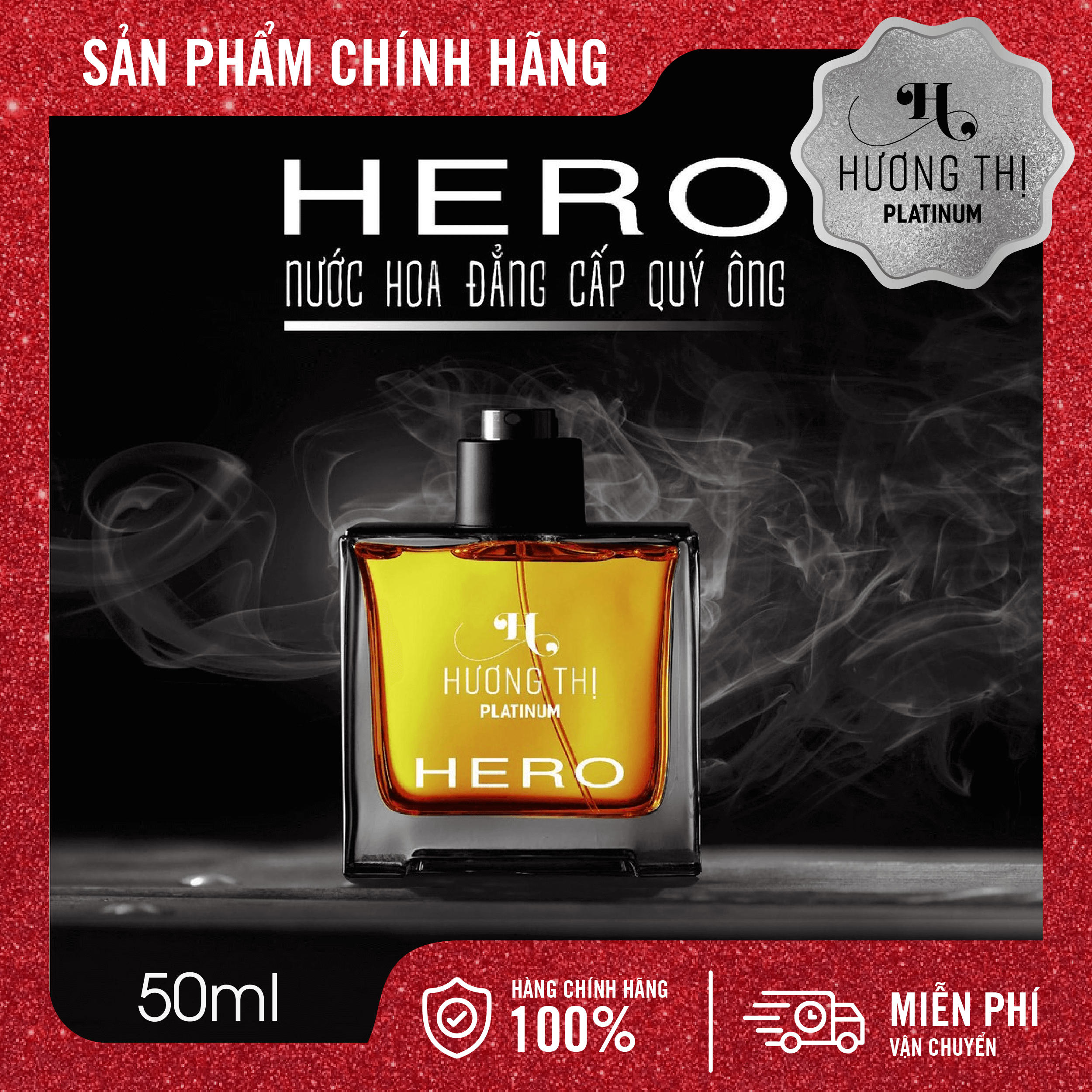 ✅Chính Hãng✅ Nước Hoa Nam Hero Hương Thị Cao Cấp Giữ Mùi 12 Tiếng Tỏa Hương 2M Mùi Hương Quyến Rũ (50 Ml)