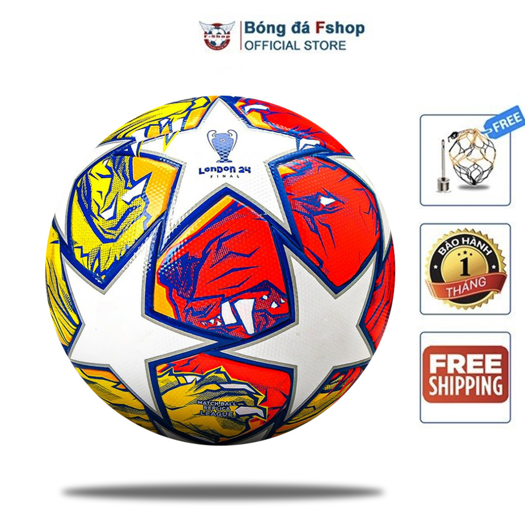 Quả banh bóng đá đúc Champions - Số 5 - Banh bóng đá da C1 - Size 5