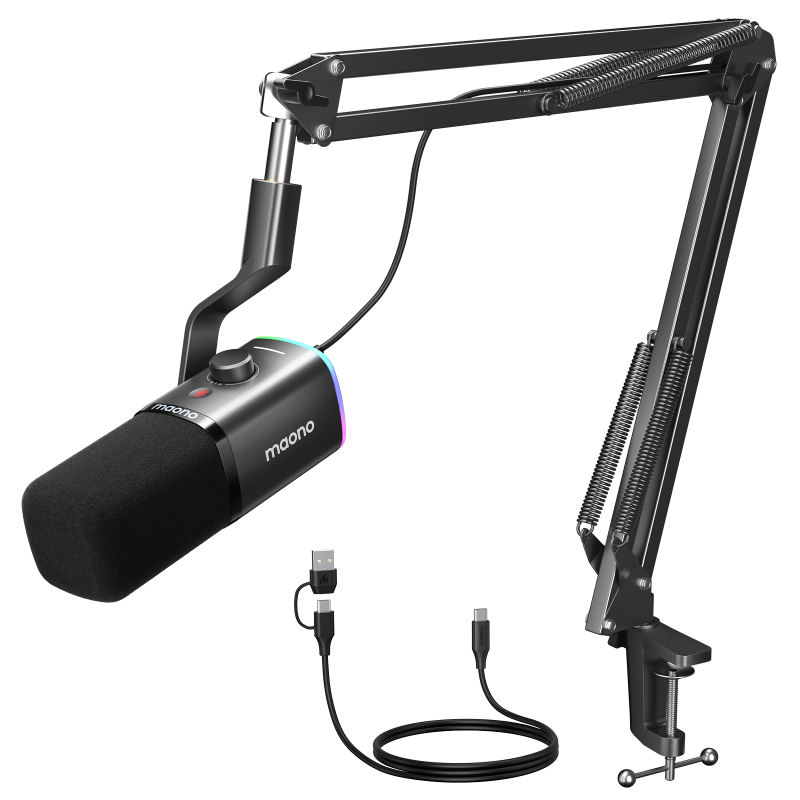 Maono PD100X chế độ kép USB/XLR RGB Micro động với phần mềm maonolink tiếng ồn hủy bỏ cho PC Cho Streaming Gaming Recording Podcasting Sound Card