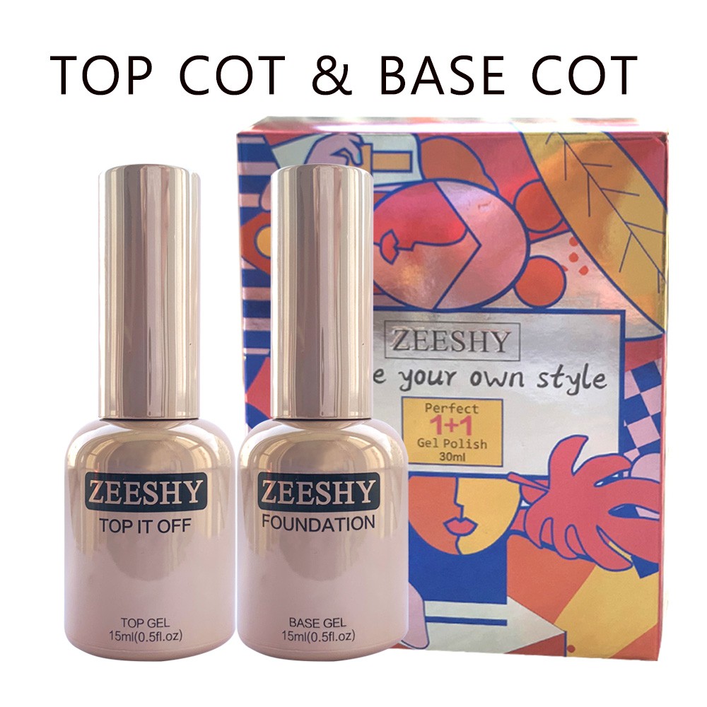 Sơn gel 2 chai 15ml chính hãng cọ trắng ZEESH (base&top）Hai chai một cặp.