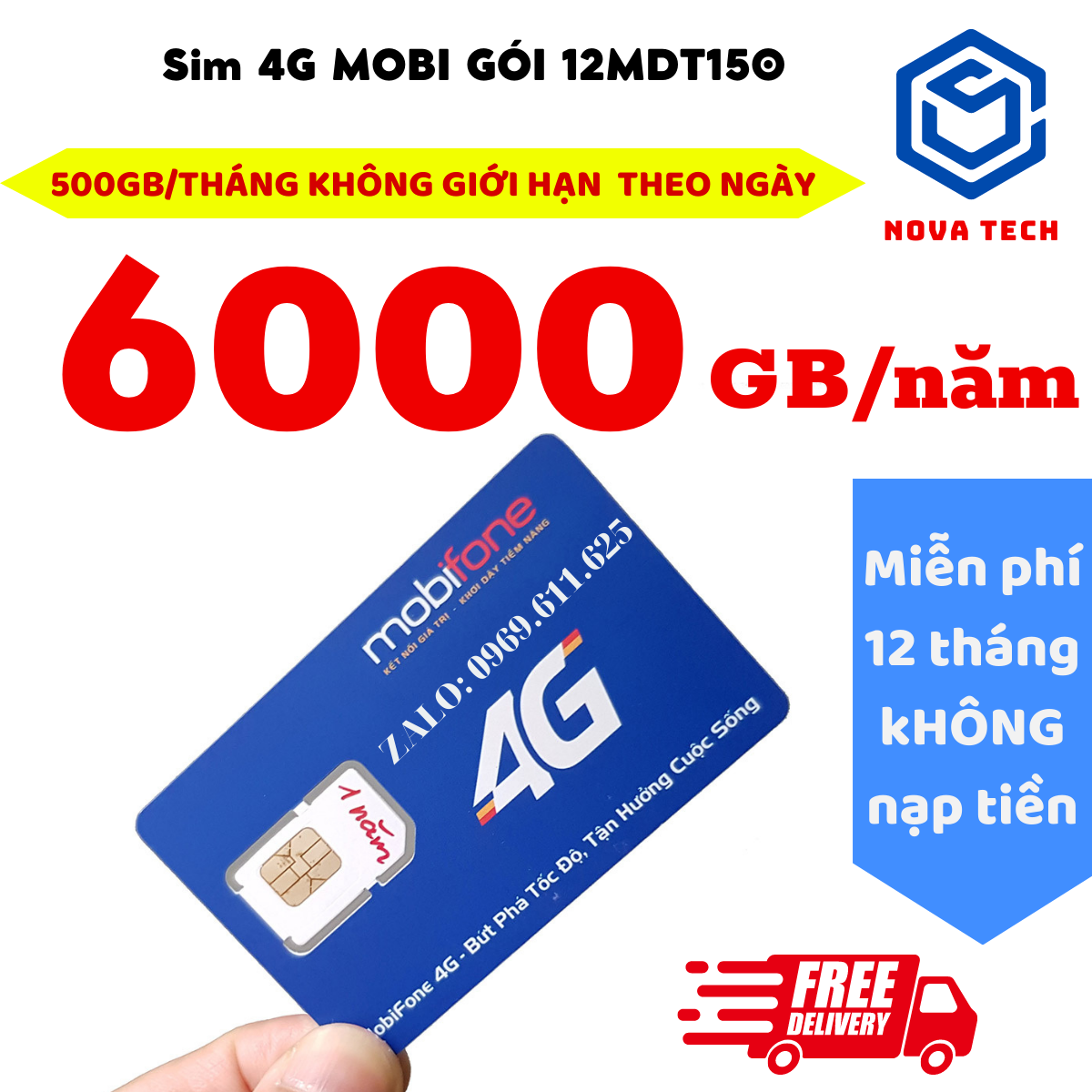 ( Có Esim ) Sim 5G Mobifone MDT150 500GB/Tháng. Sử Dụng 6 Tháng 12 Tháng Không Nạp Tiền. Có eSIM 5G 