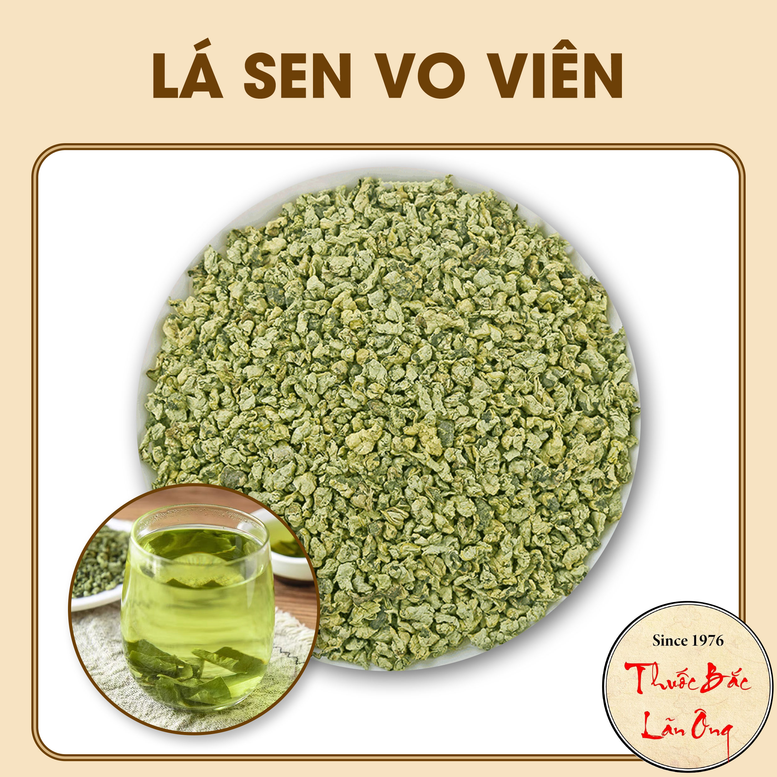 Trà lá sen non sấy lạnh 1kg (Lá sen vo viên búp sen non) - Thuốc Bắc Lãn Ông