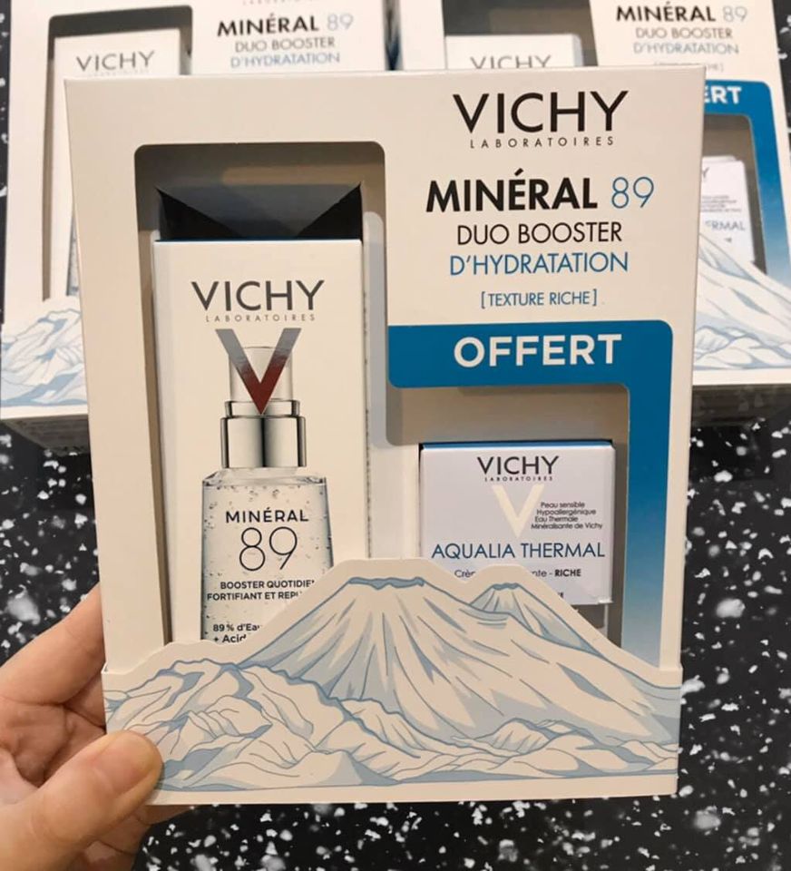 Set Serum Mineral Vichy Mineral89 50ml tặng kem dưỡng 15ml hộp sắt hoặc hộp giấy tùy đợt