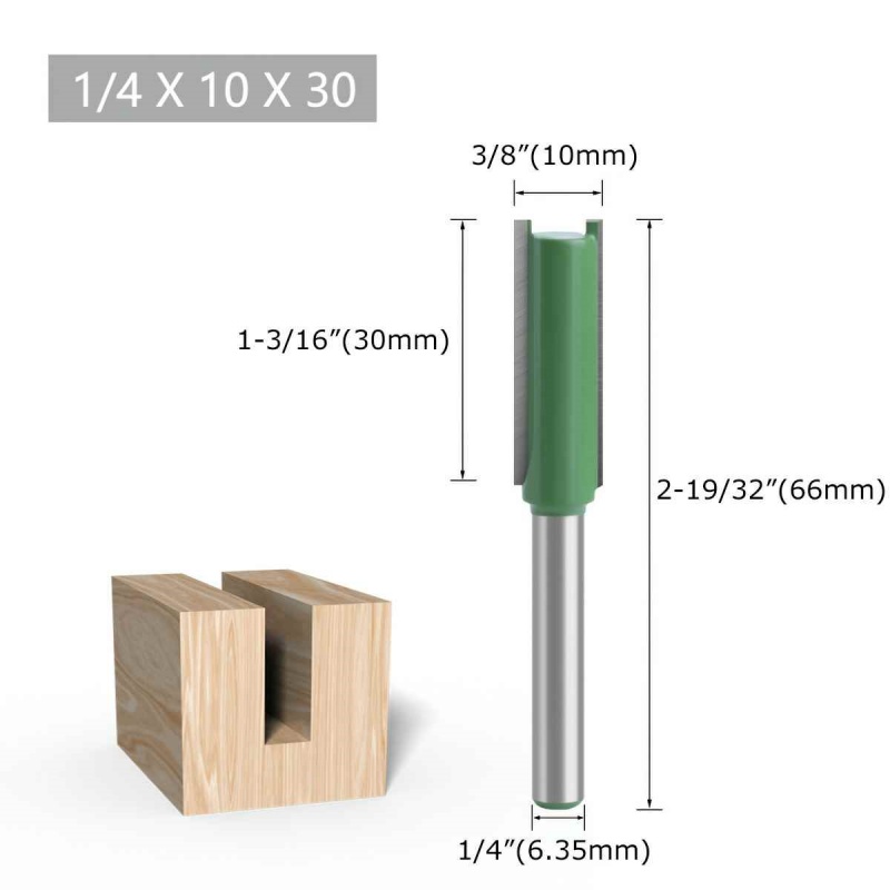 Mũi phay gỗ thẳng lấy nền mũi soi cốt 6.35mm tạo rãnh vuông 1/4 và 6mm-HAUSE