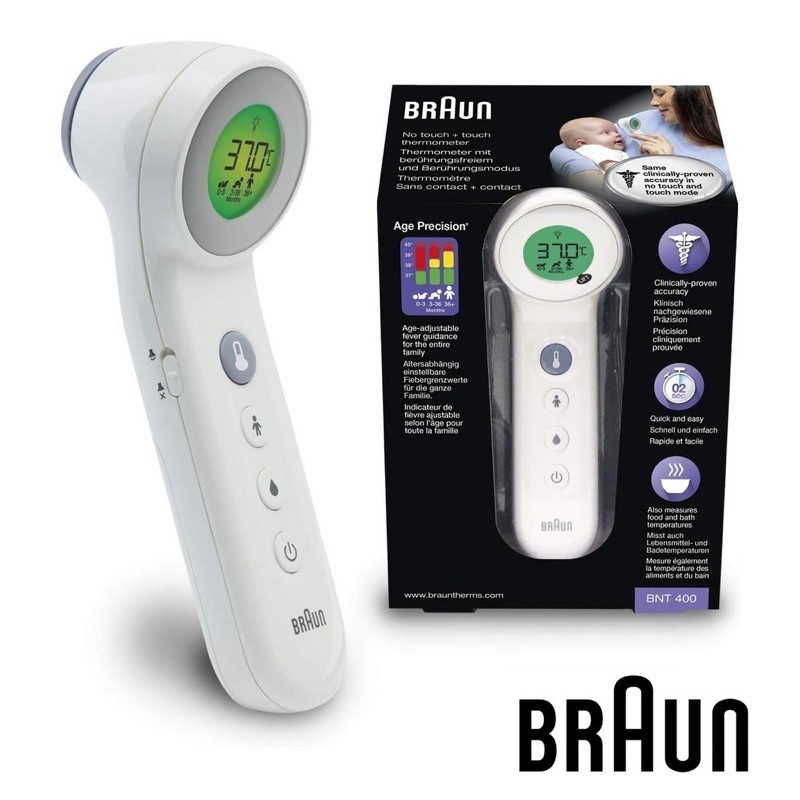 Nhiệt Kế điện tử hồng ngoại đo trán Braun BNT400 | BNT400WE