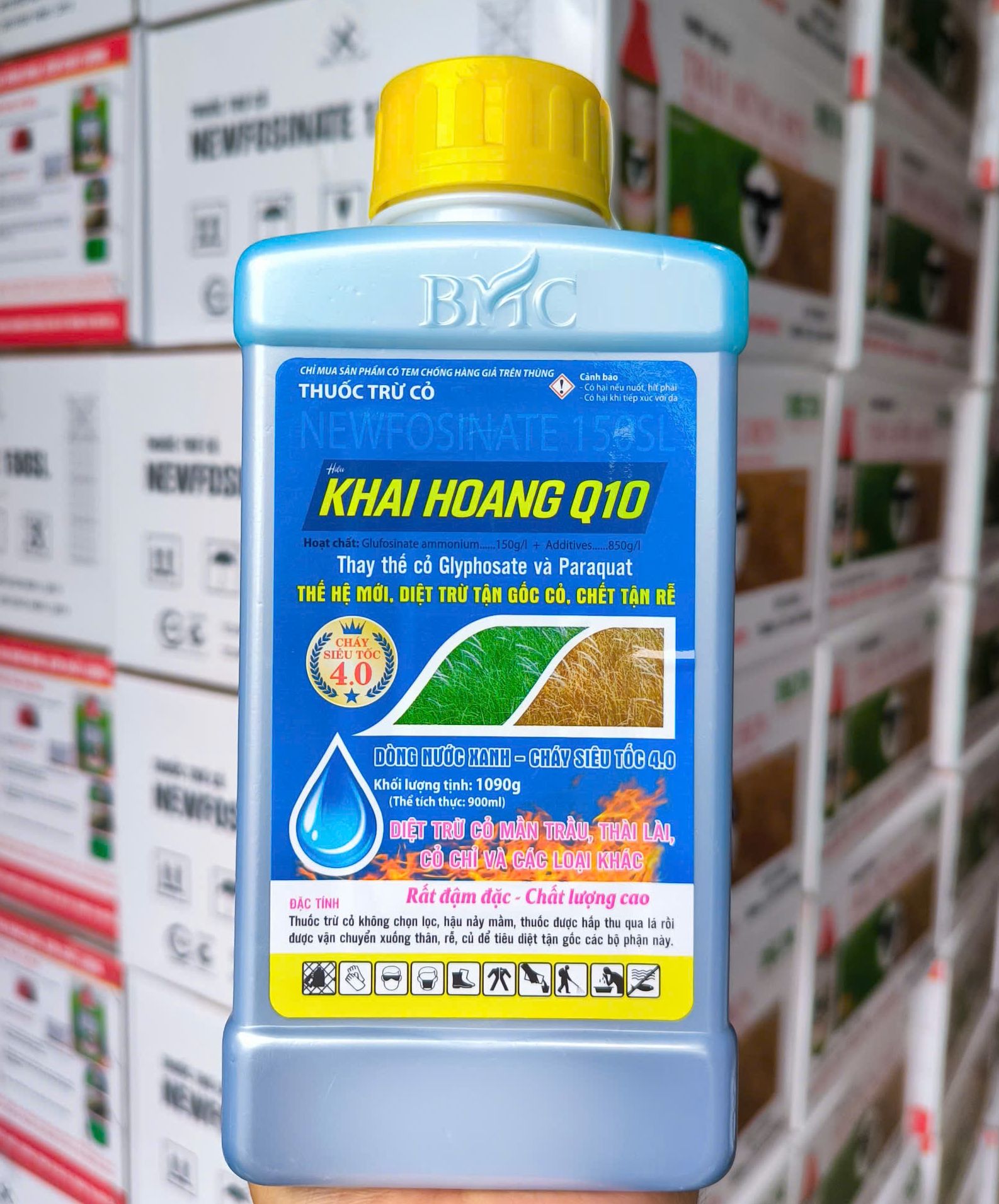 Thuốc trừ cỏ Khai Hoang Q10 - Newfosinate 150SL (900ml). Diệt trừ cỏ mần trầu cỏ chỉ rau muống và cá