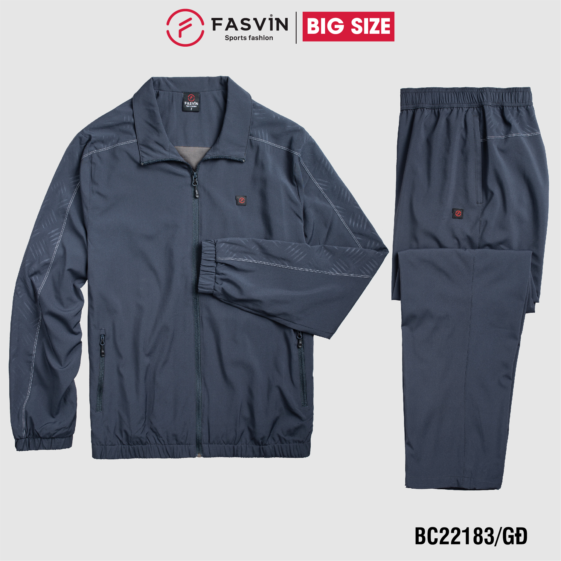 Bộ quần áo gió nam Bigsize FASVIN BC22183.HN vải thể thao cao cấp 02 lớp lót lưới hàng chính hãng