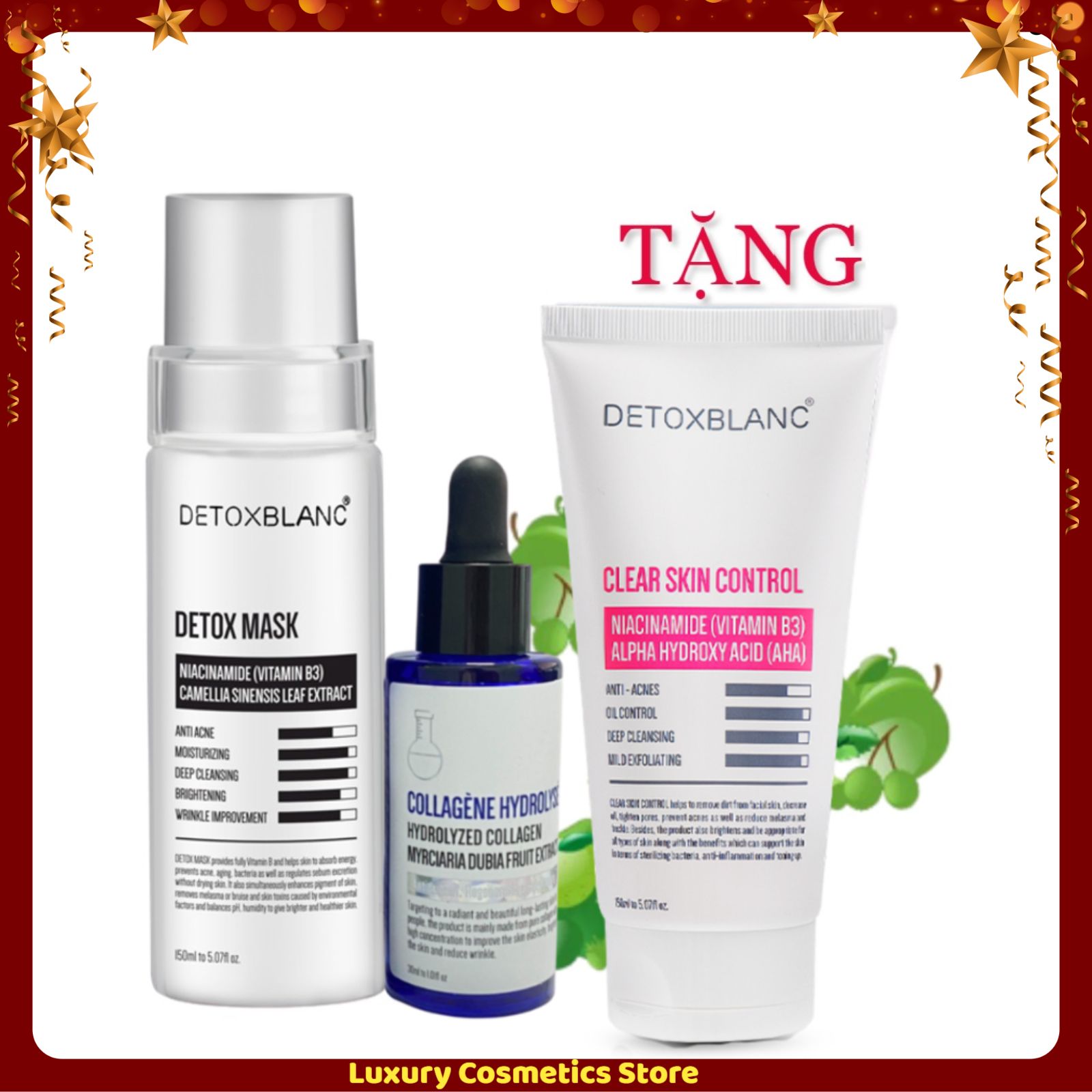 Combo dưỡng trắng da xóa mờ tàn nhang và thâm do mụn Detox blanc