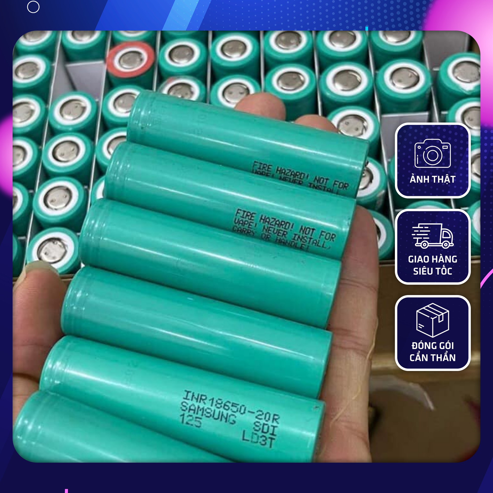 Pin 18650 Samsung 20R dung lượng 2700mAh - 3.7V xả 25A [Tặng thêm cell ] / Tháo khối