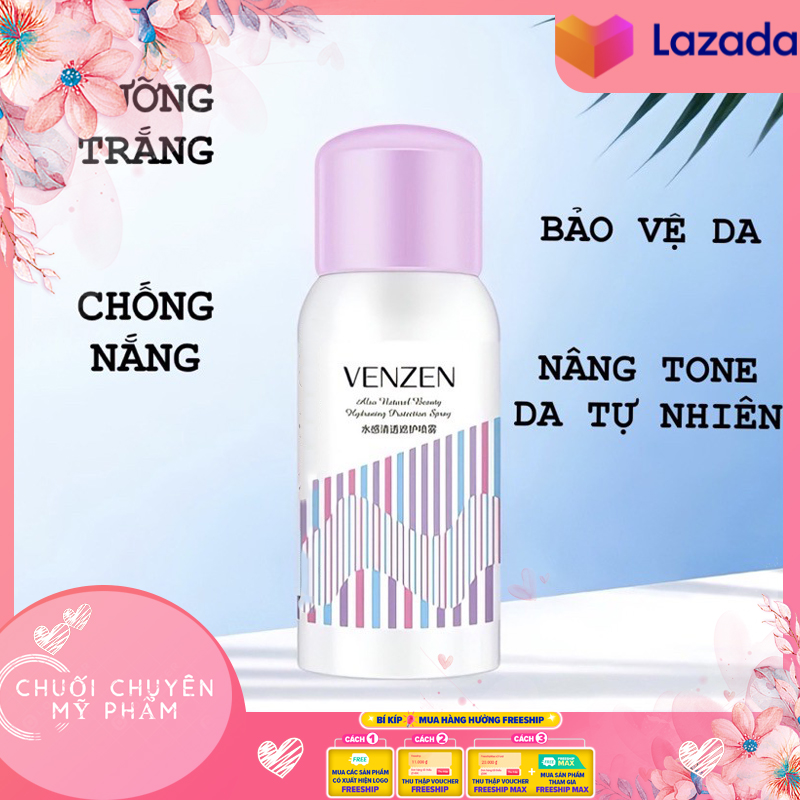 Xịt Chống Nắng Nâng Tone Da Mặt Và Body Venzen Cao Cấp Bảo Vệ Da Dưỡng Da Trắng Sáng Xịt Chống Nắng Toàn Thân | Xịt Chống Nắng Trắng Da Venzen Moisturising Spray 100Ml