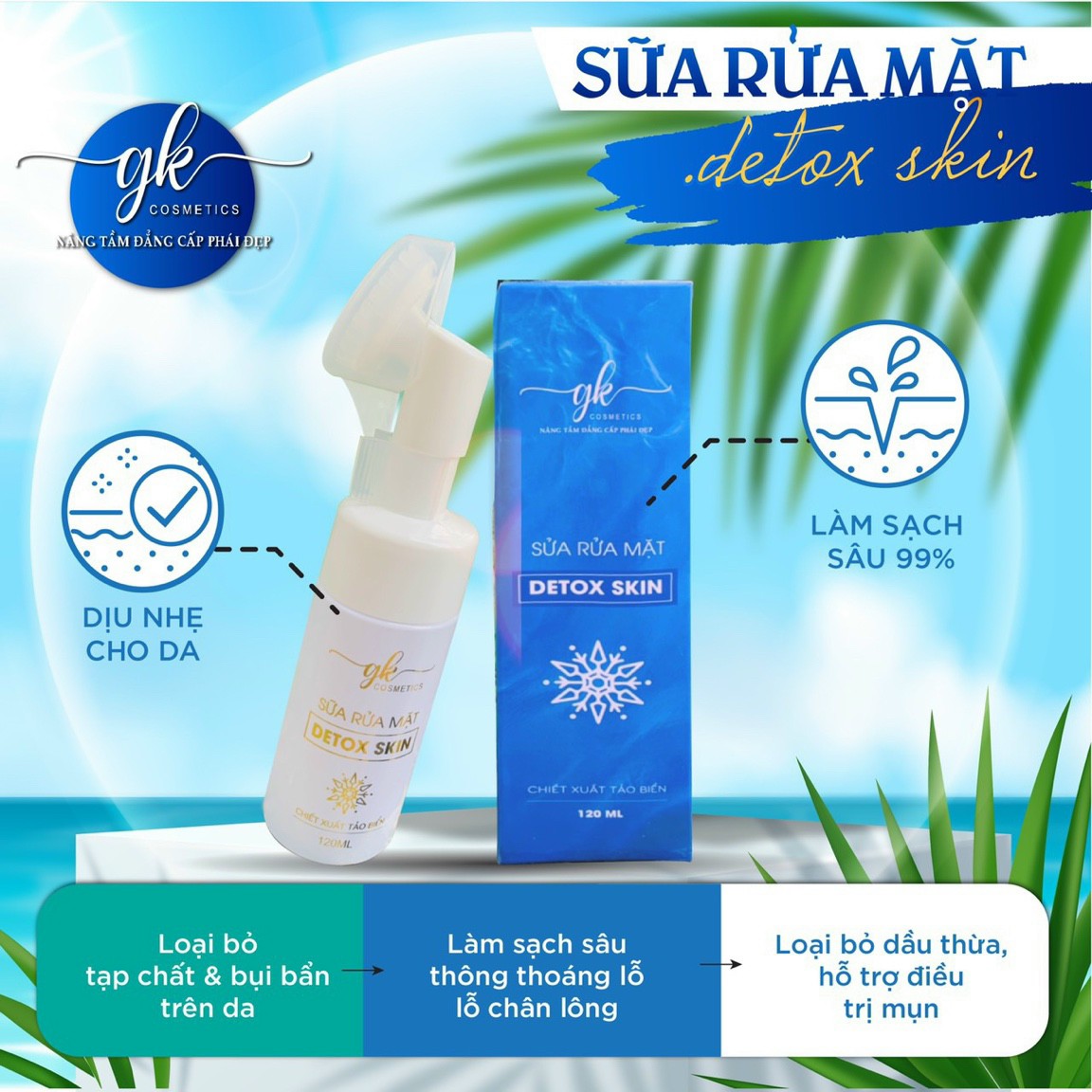 Sữa Rửa Mặt Detox Skin Tảo Biên Làm Sạch Sâu Và Dịu Nhẹ Da Giúp Da Sáng Mịn Không Còn Mụn