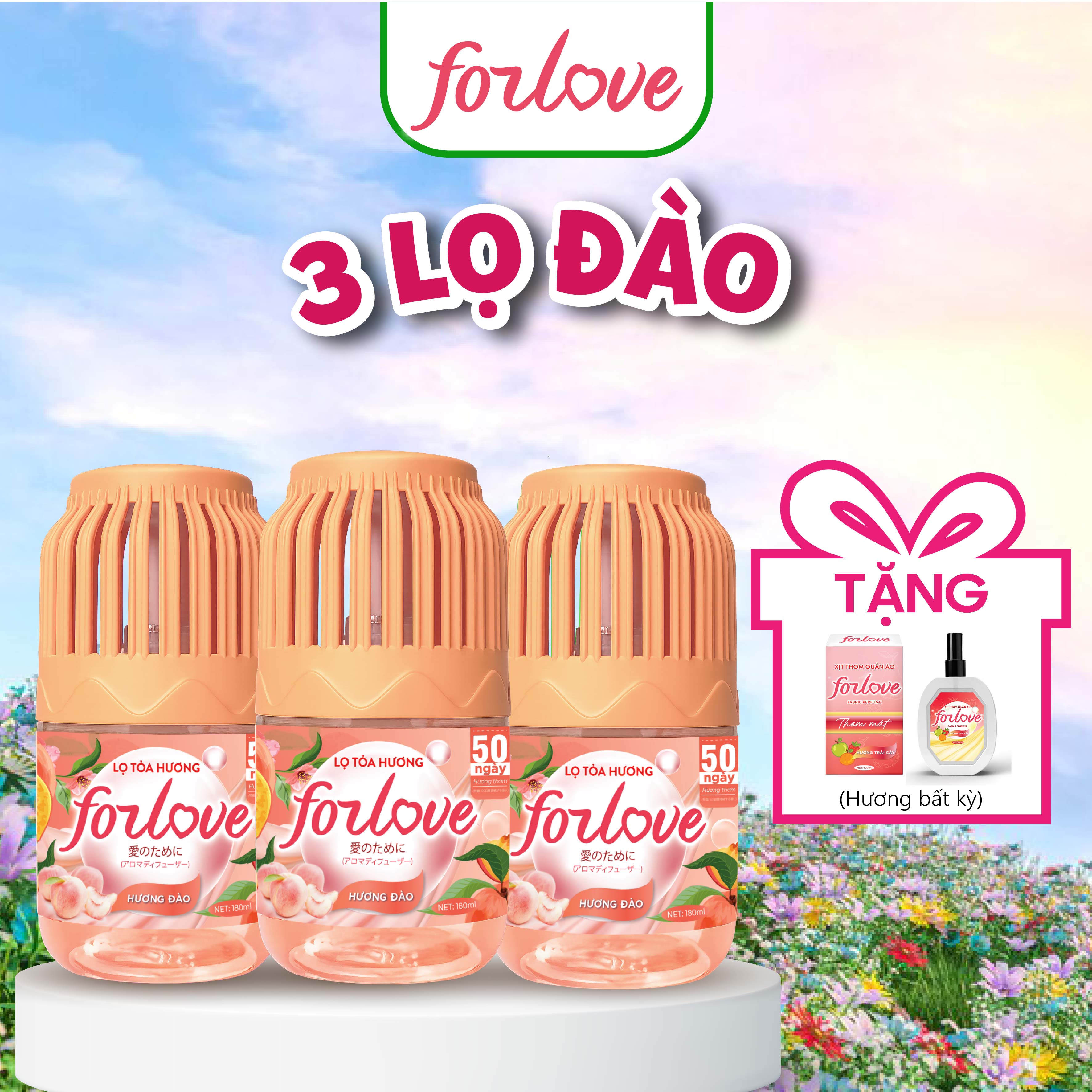Combo 3 Lọ Tỏa Hương Forlove - Tặng 1 Xịt Thơm Quần Áo Tinh Dầu Thơm Mùi hương hoa quả dịu nhẹ - MP