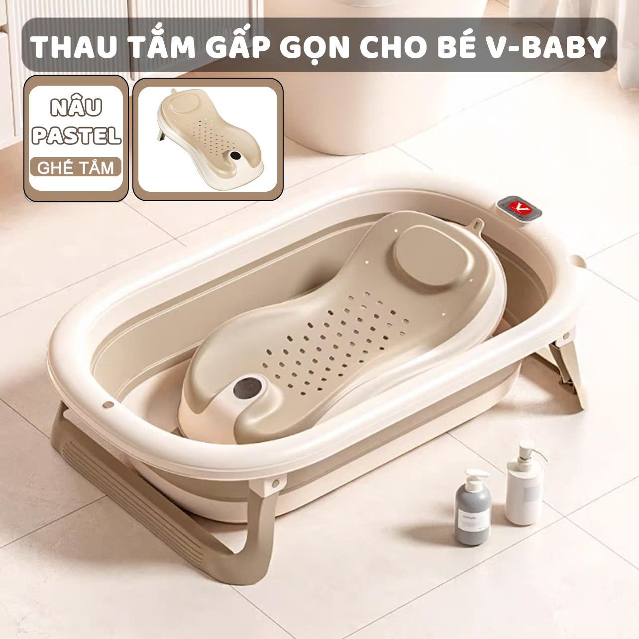 Thau Tắm Gấp Gọn Linh Hoạt Đa Năng Cho Bé V-Baby P01 - New 2024