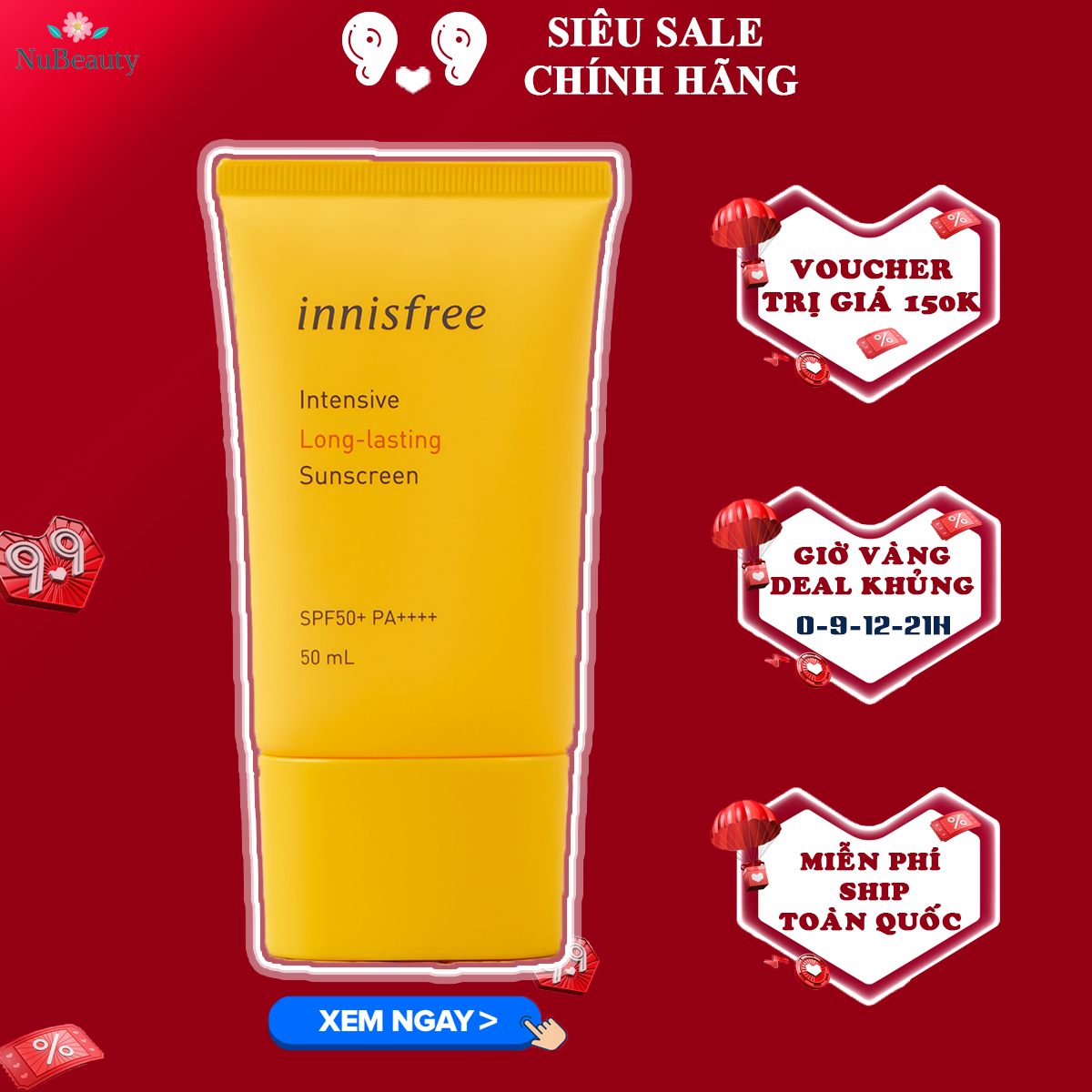 [Hcm]?? Chính Hãng ?? Kem Chống Nắng Lâu Trôi Innisfree Long Lasting Spf50 Pa++++ 50Ml ?? Free Ship Toàn Quốc ??