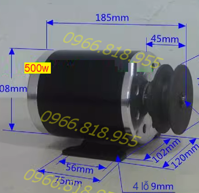 Motor DC 12v 500w 24v 500w kèm puly chế nén khí 12v500w 24v500w
