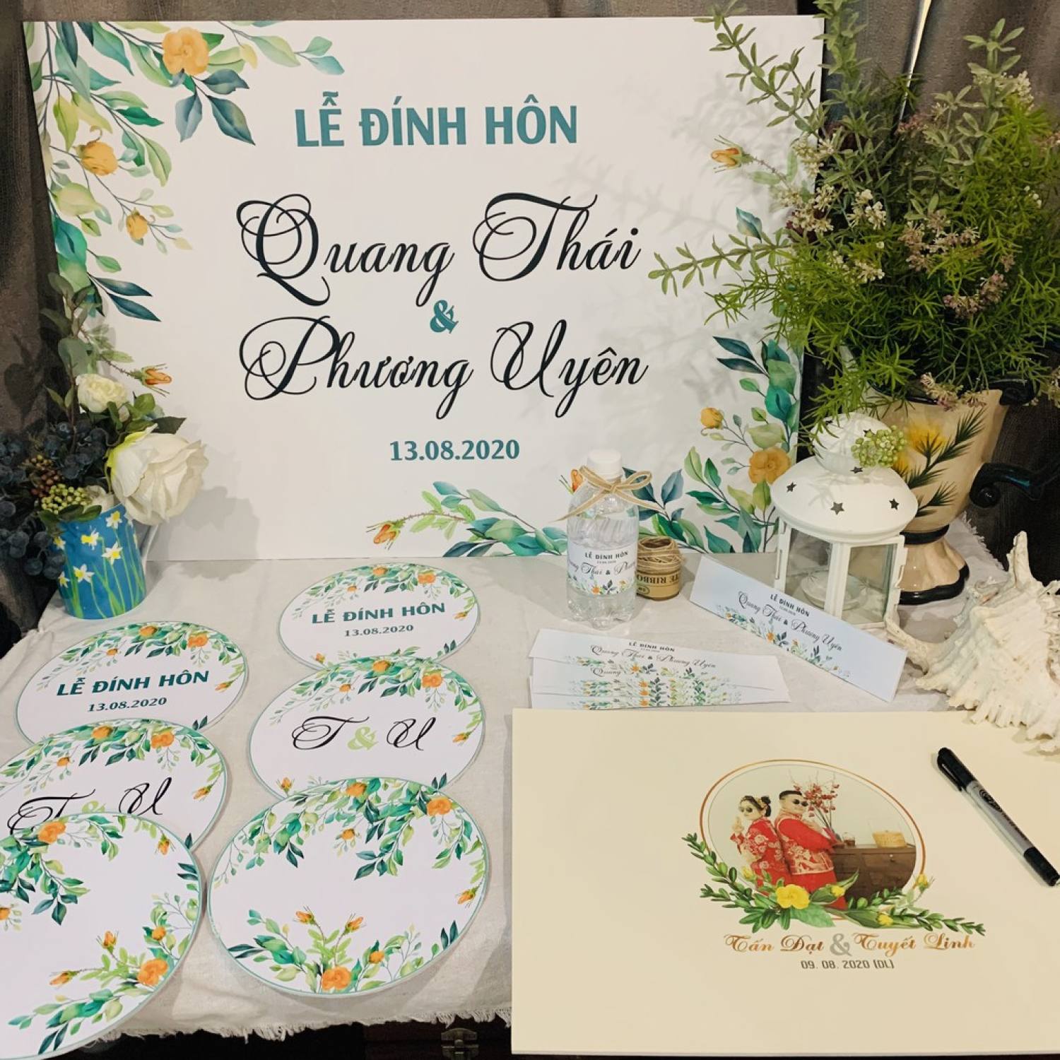 Bảng cưới bảng chào bảng đón khách treo cổng backdrop cổng hoa trang trí đám cưới