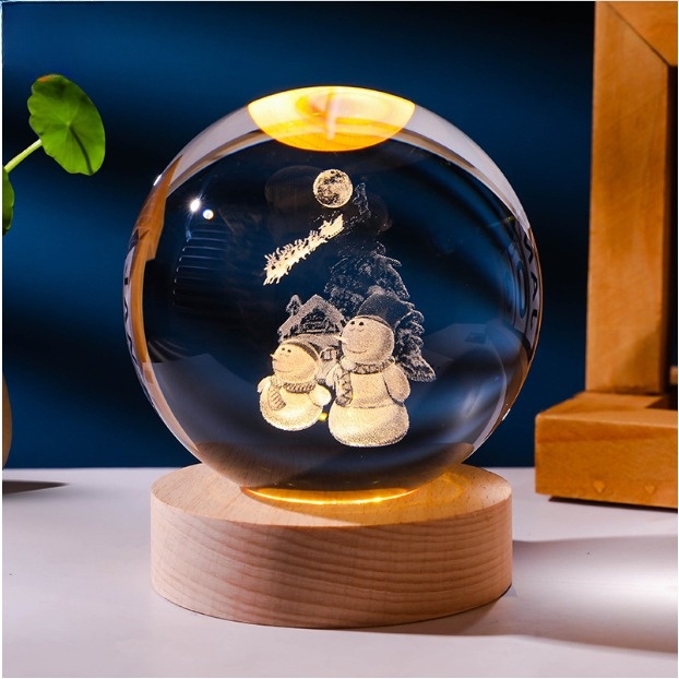 Đèn Ngủ 3D Quả Cầu Pha Lê Phát Sáng Quà Tặng Sinh Nhật Quà Lưu Niệm Qùa Tặng Giáng Sinh