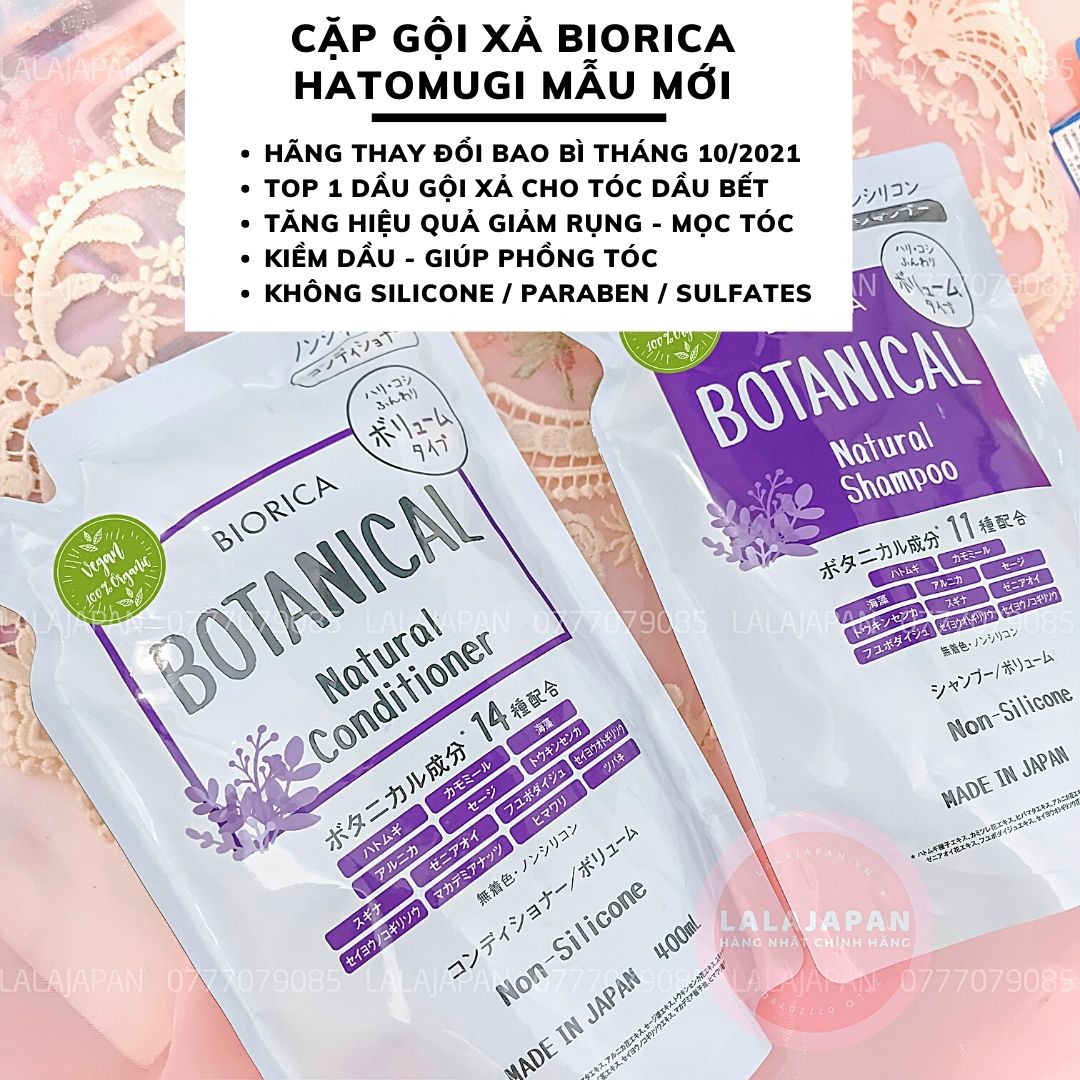 Cặp gội xả HATOMUGI Nhật Bản giảm rụng phồng tóc kiềm dầu