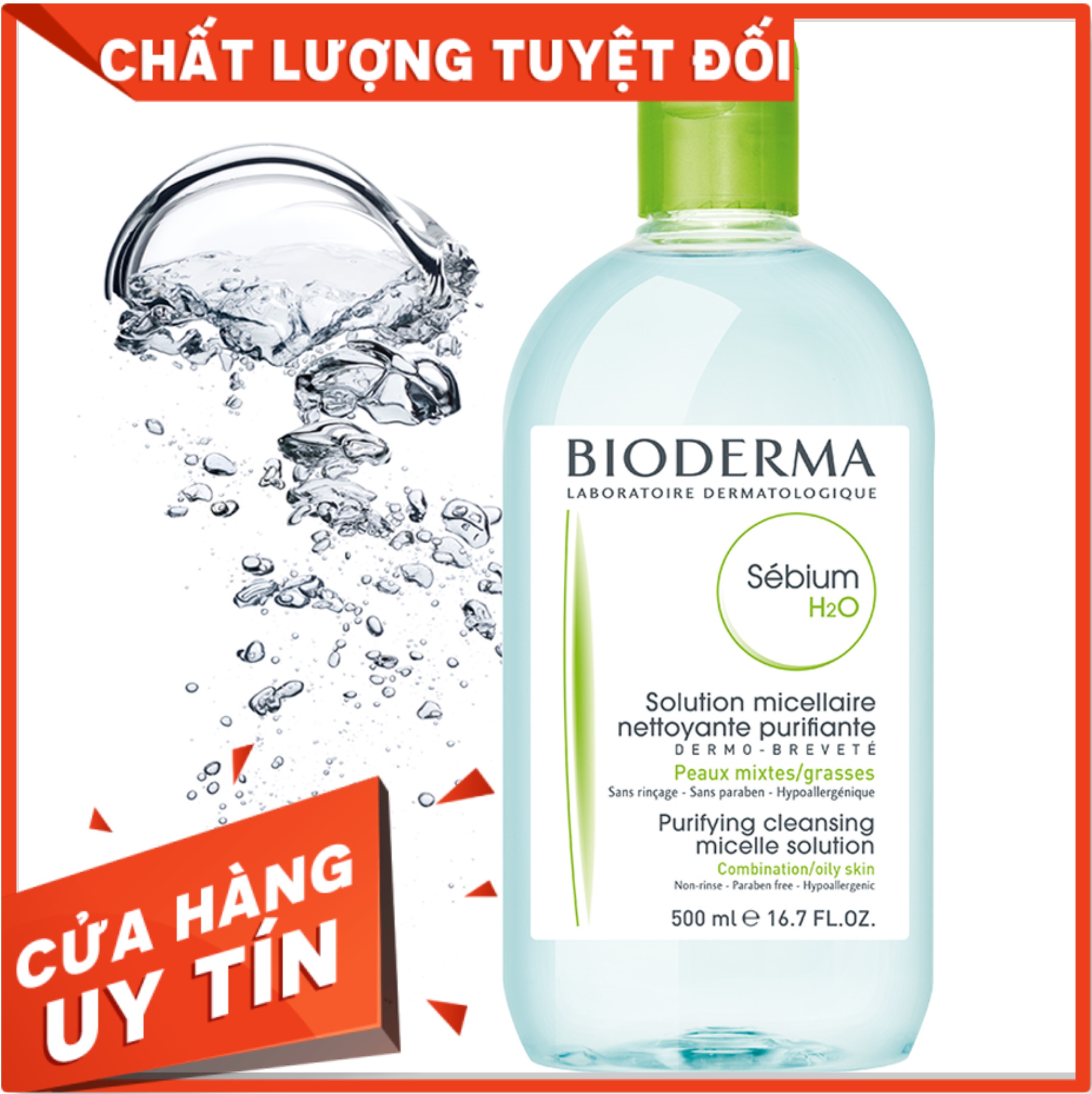 [Hang Hot] Nước Tẩy Trang Bioderma Dành Cho Da Dầu & Hỗn Hợp Sébium H20 L Làm Sạch Tẩy Trang Cho Da Hỗn Hợp Đến Da Dầu Và Có Mụn