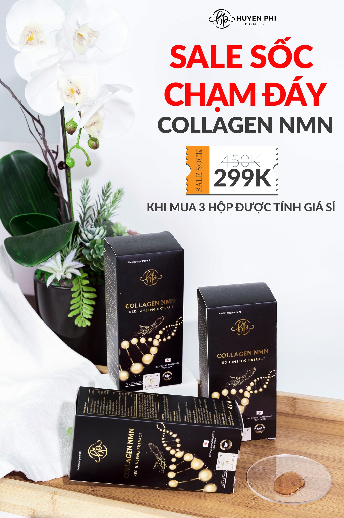 3 Hộp Collagen NMN Huyền Phi Chính Hãng