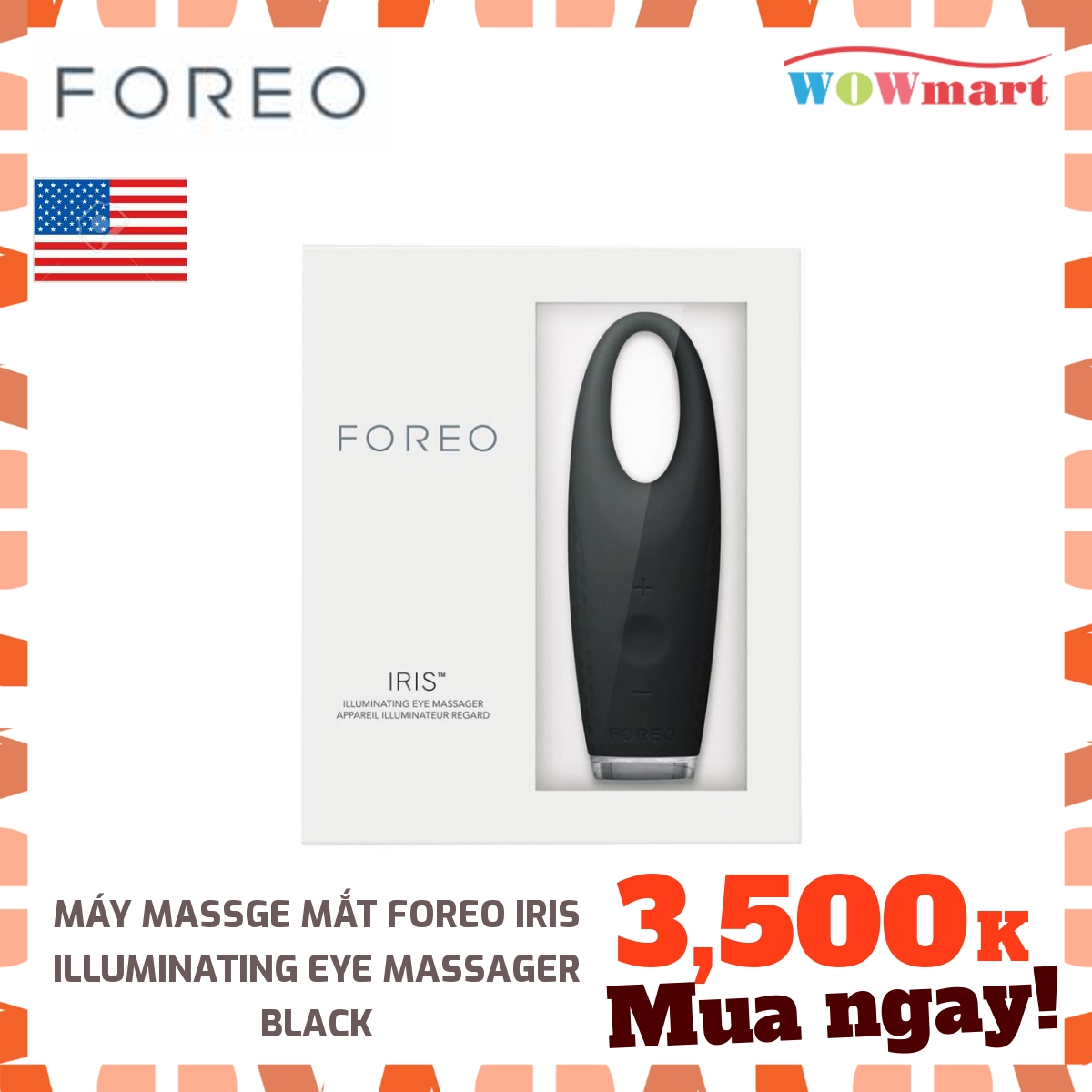 Máy Massge Mắt Foreo Iris Illuminating Eye Massager Black - [Mỹ]