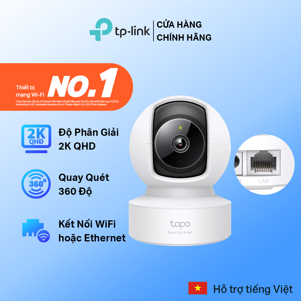 Camera IP Tapo C220 - 4MP, Quay Quét 360 Độ, Hỗ Trợ Cloud Storage