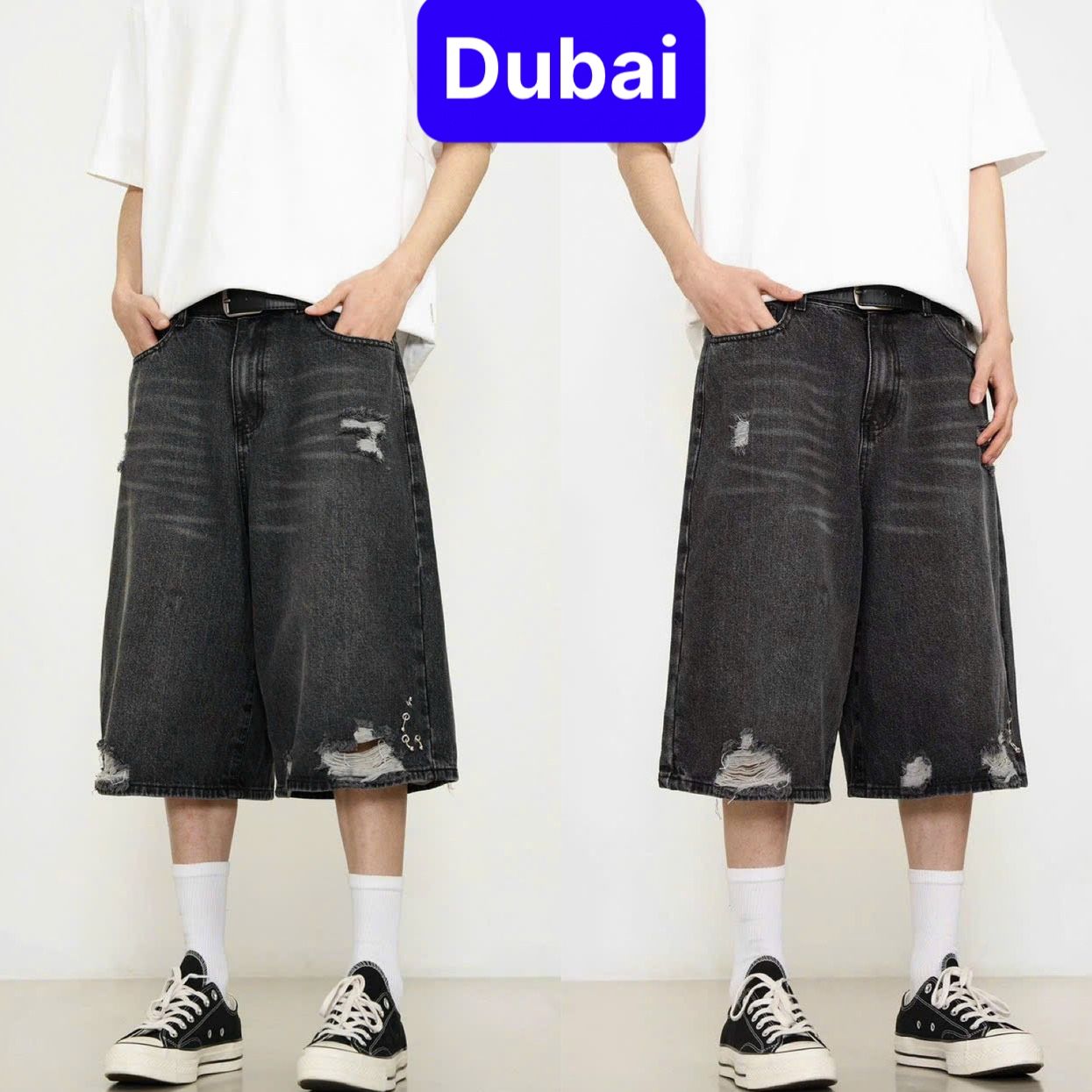QUẦN WIDE LEG SHORT JEANS NAM ỐNG RỘNG QUẦN JEANS SHORT LỬNG PHONG CÁCH CÁ TÍNH SÀNH ĐIỆU - DUBAI FA