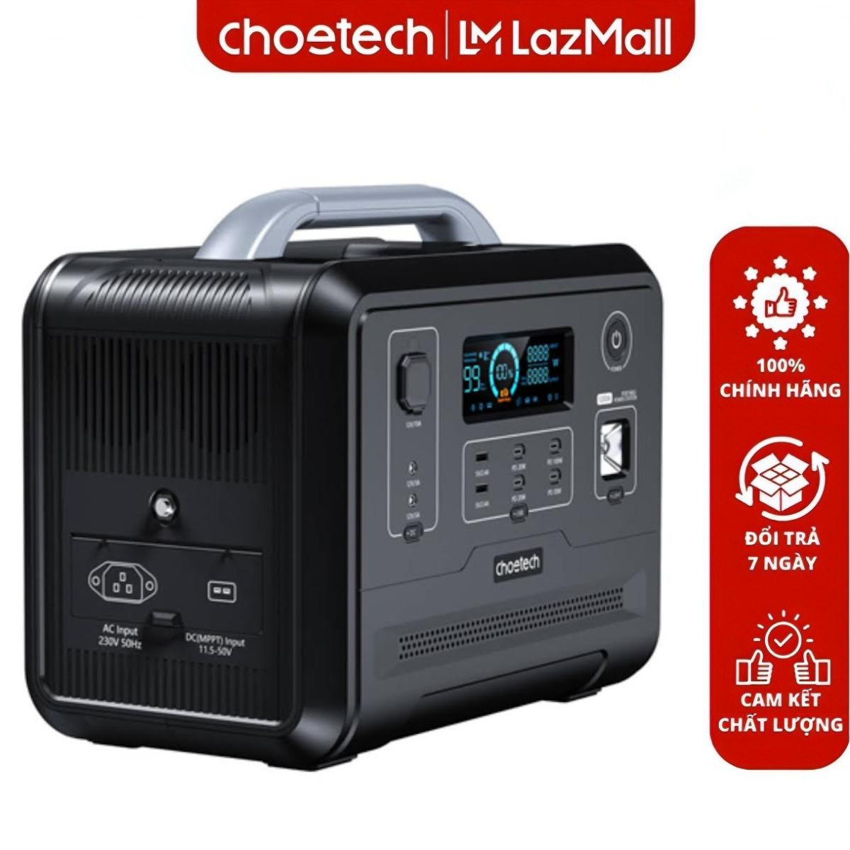 Trạm sạc điện dự phòng di động 1200w Choetech BS005 dung lượng 80000mAh (Hàng chính hãng)