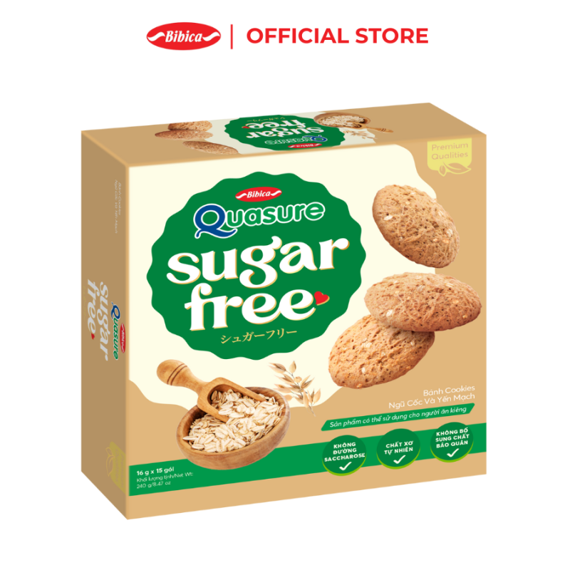 Combo 2 Hộp Bánh Ăn Kiêng Không Đường Quasure Sugar Free Bibica