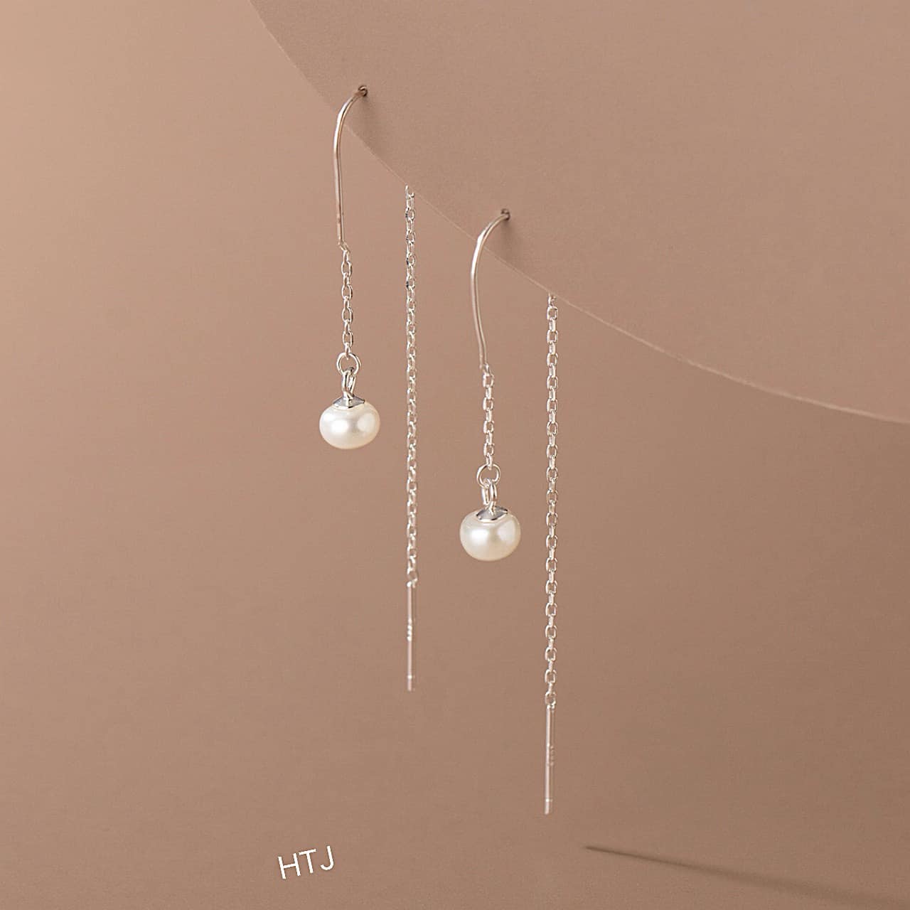 Bông tai bạc tua trai dài chất liệu bằng bạc MS0902