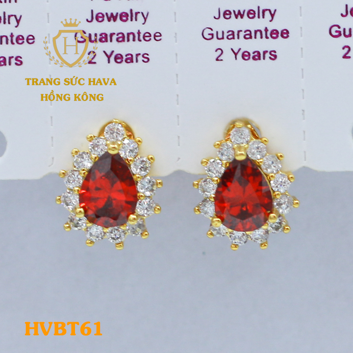 Khuyên Tai Bông Tai Hoa Tai Dáng Bán Sát Tai Đính Đá - Titan Xi Mạ Vàng Thật 10k 18k 24k Cao Cấp (Kh