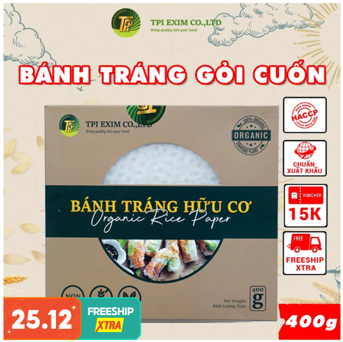 Bánh Tráng Cuốn (Tròn) Hộp/Gói 400 gram TPI GROUP bánh tráng gạo bánh tráng cuốn gỏi cuốn bánh tráng