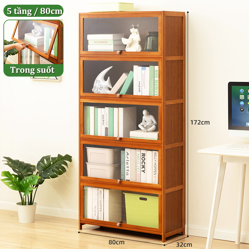 KUCA Tủ sách gỗ kệ đựng đồ tủ tài liệu chất liệu MDF chống nước phong cách hiện đại Cửa kính acrylic