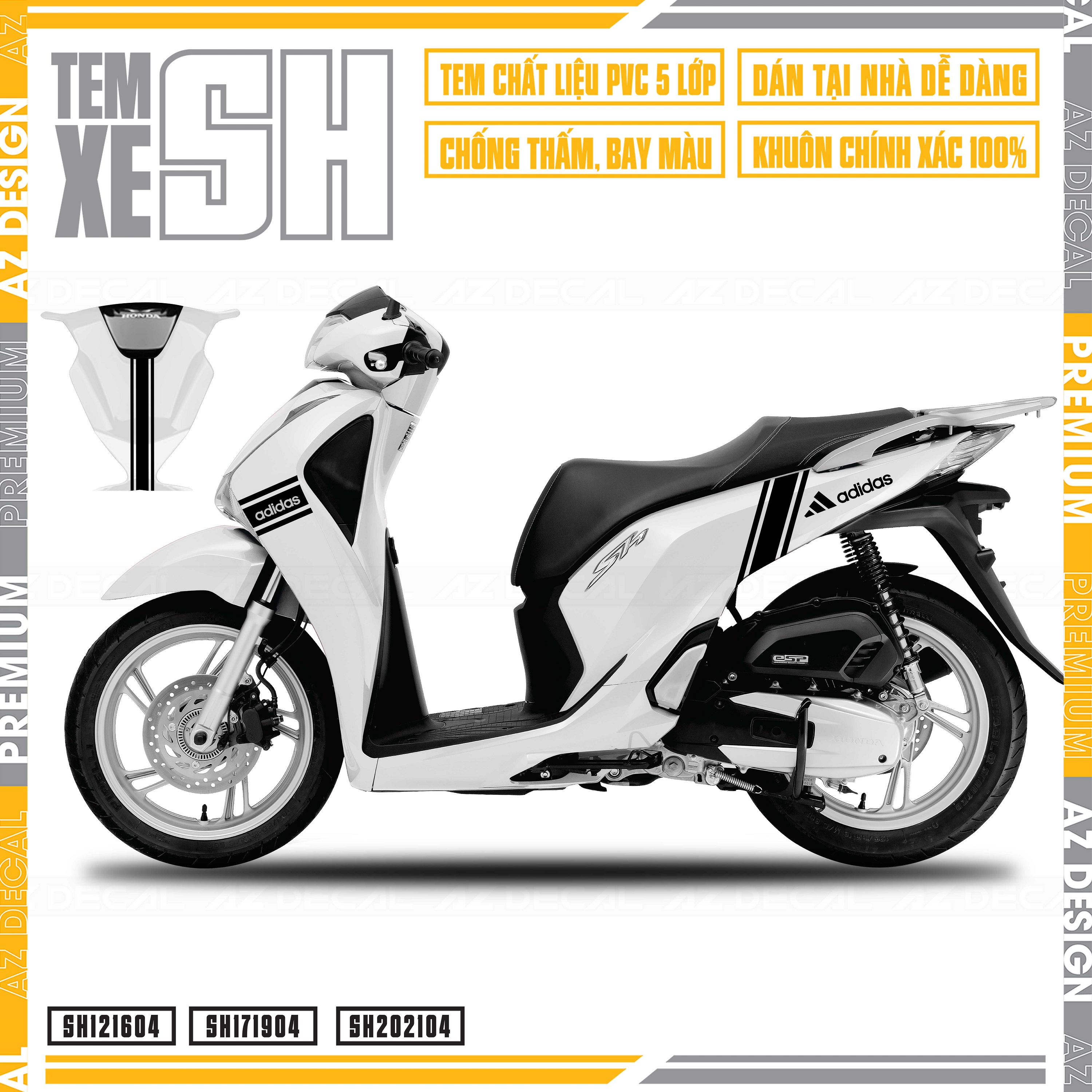 Tem Xe SH Trắng Đời 2020 - 2021 - 2022 Đẹp Nhất | Team Decal Hình Dán Rời Dán SH 125i 150i | Tem Đen