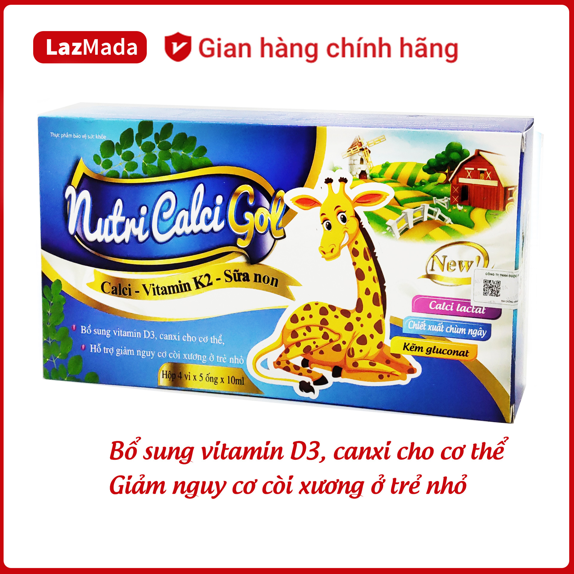 Siro bổ sung canxi cho bé NUTRI CALCI GOL - Bổ sung canxi vitamin D3 K2 sữa non - Giúp bé ăn ngon ph