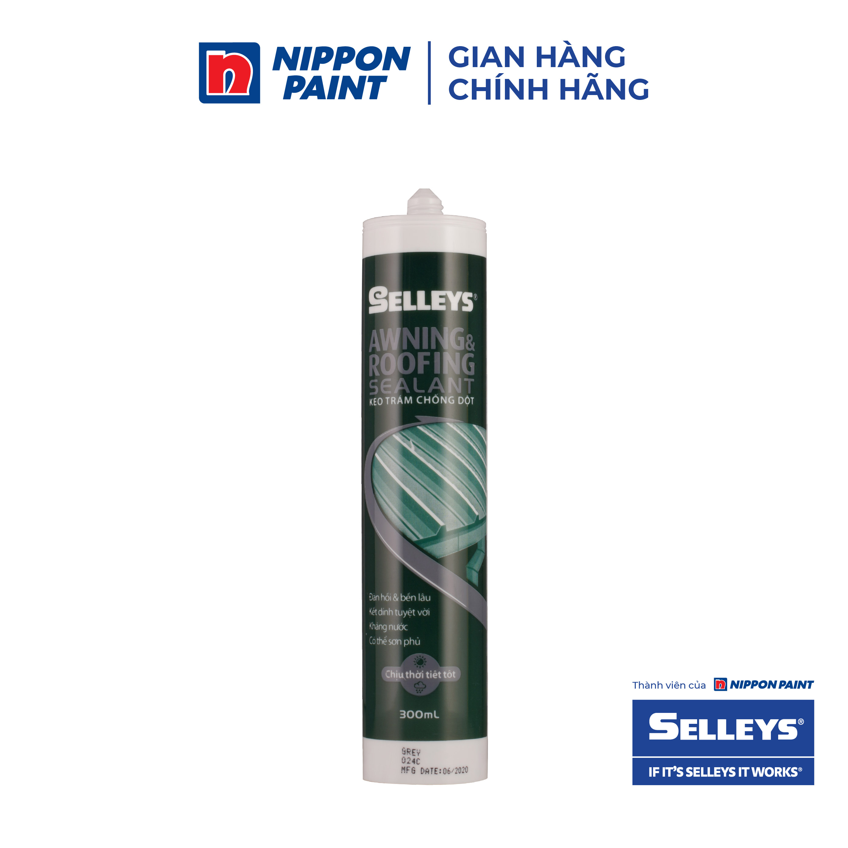 Keo trám chống dột AWNING AND ROOFING SEALANT ngoại thất dành cho mái nhà - Hàng chính hãng SELLEYS