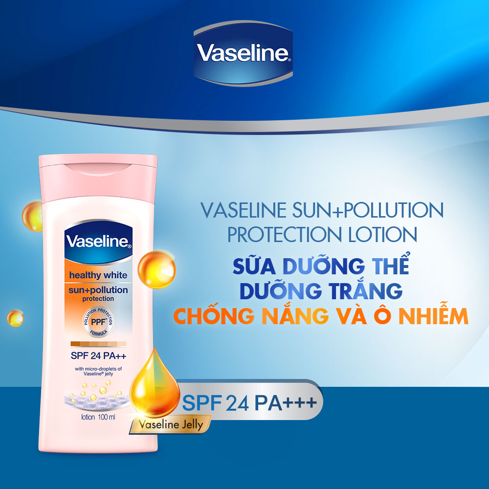 [HCM]Sữa Dưỡng Thể Trắng Da Chống Nắng Và Ô Nhiễm Môi Trường Vaseline SPF 24 PA ++ (200ml)