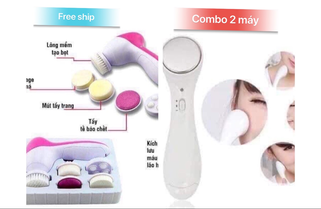 Combo 2 Máy Rửa Mặt Và Máy Massage Mặt Giúp Da Sáng Bóng Khoẻ Đẹp