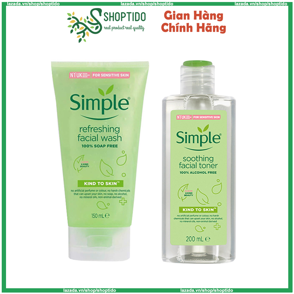 Nước Hoa Hồng Sữa Rửa Mặt Nước Tẩy Trang Simple Soothing Facial Dành Cho Da Nhạy Cảm