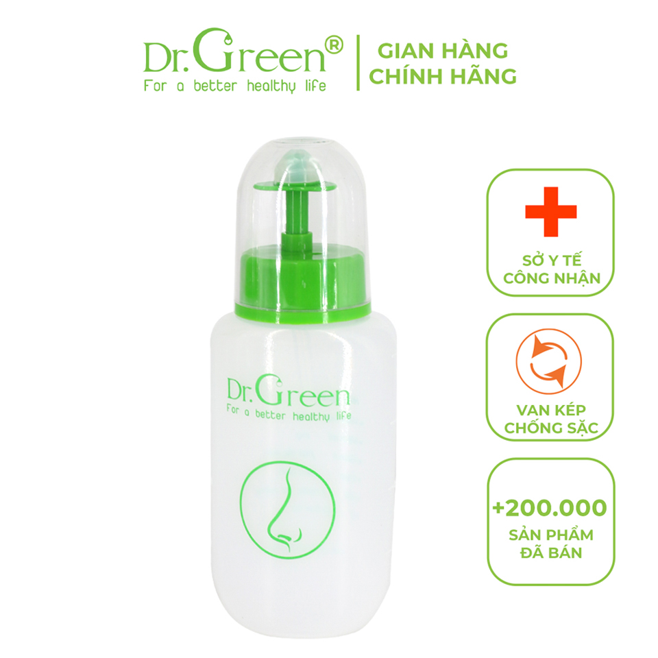 Bình rửa mũi Dr.Green chính hãng tặng kèm 10 gói muối biển.