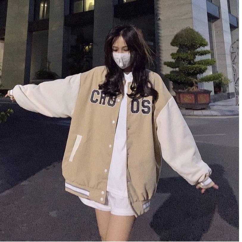 Áo Khoác Nữ Bomber CHOOSE Nhung Tăm 2 Lớp Form Rộng Ulzzang