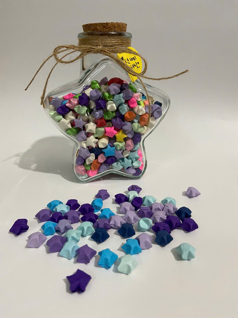 (Lọ sao to 800ml+giấy) Combo lọ hình ngôi sao siêu to 800ml đựng 500 ngôi sao và tập giấy 530 tờ