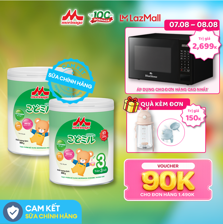 Combo 2 Lon Sữa Morinaga Kodomil Số 3 800g Nhật Bản – Canxi Hỗ Trợ Tăng Chiều Cao Hỗ Trợ Tiêu Hóa Cho Bé Từ 3 Tuổi Chính Hãng