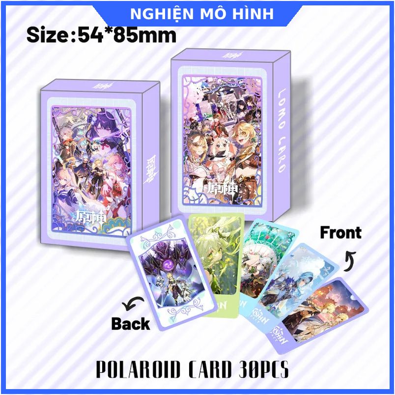 Lomo card hộp 30-60 thẻ in 2 mặt Genshin Impact 6x9 Kazuha Nahida Venti Ei Zhongli Xiao Albedo Chil