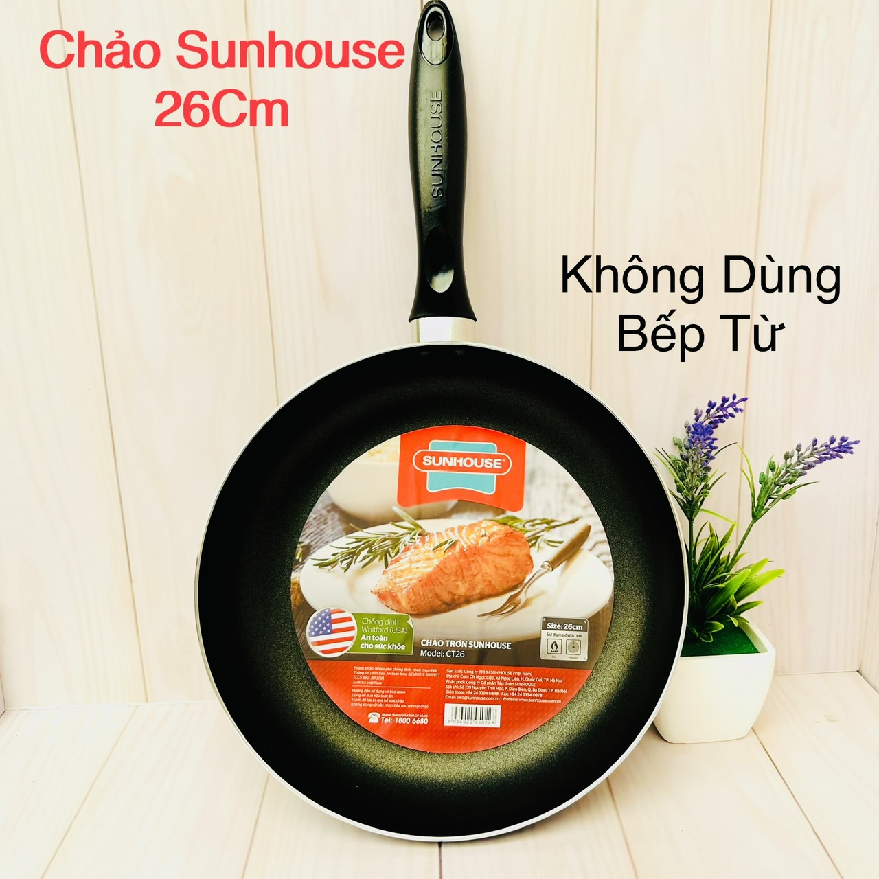 Chảo Chống Dính SUNHOUSE 26CM CT26 Chính Hãng - Không Dùng Bếp Từ