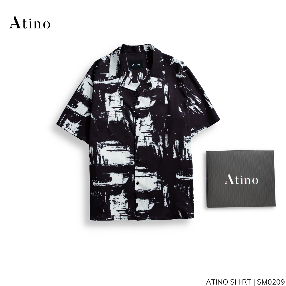Áo sơ mi cộc tay nam ATINO vải lụa form regular SM0209
