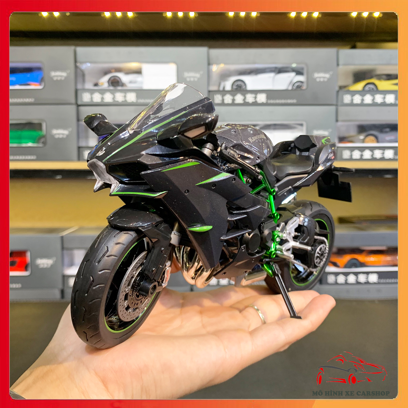 Mô hình xe Kawasaki Ninja H2 H2R tỉ lệ 1:9 HUA YI